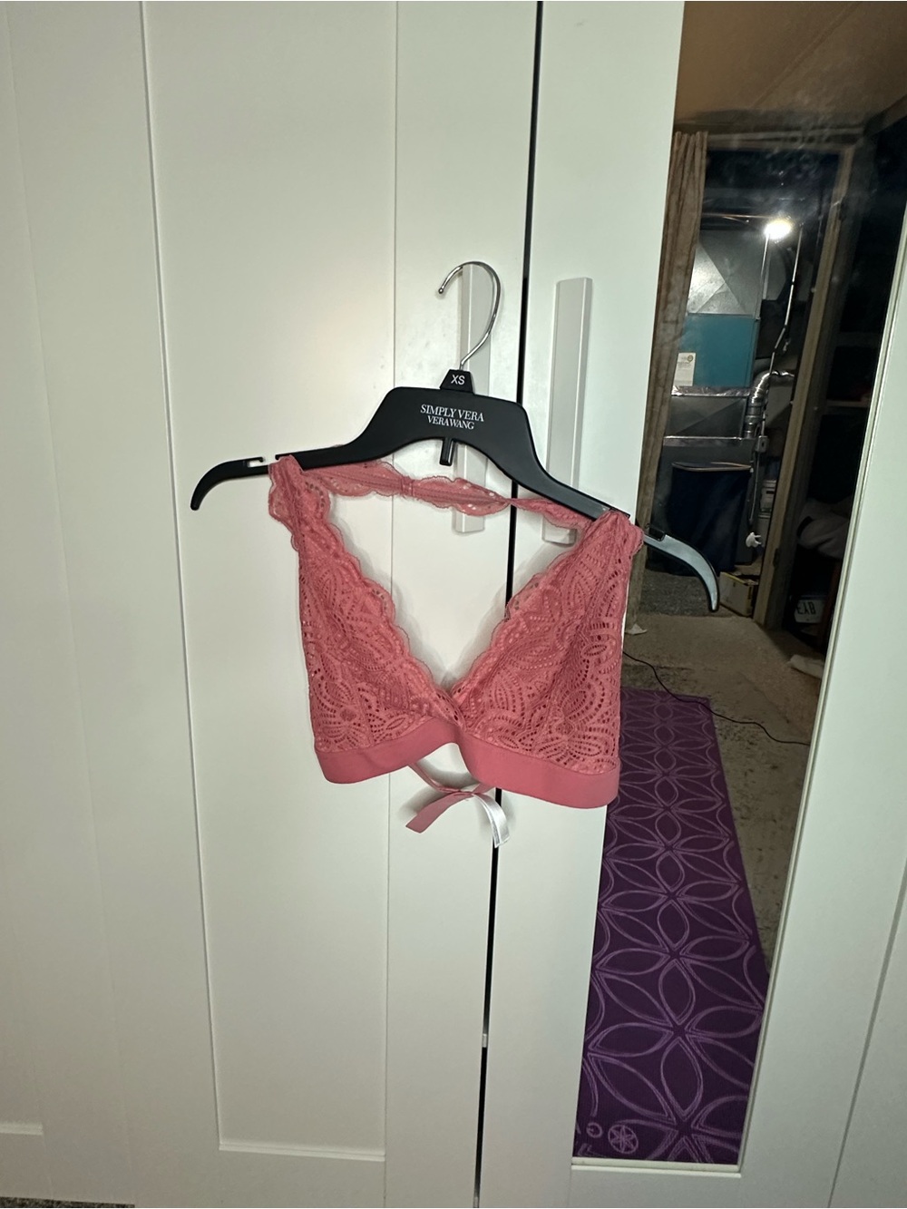 Pink Lace Bralette - Soft V-Neck Support